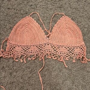 Gypsy Rose Pink Crochet Halter Top